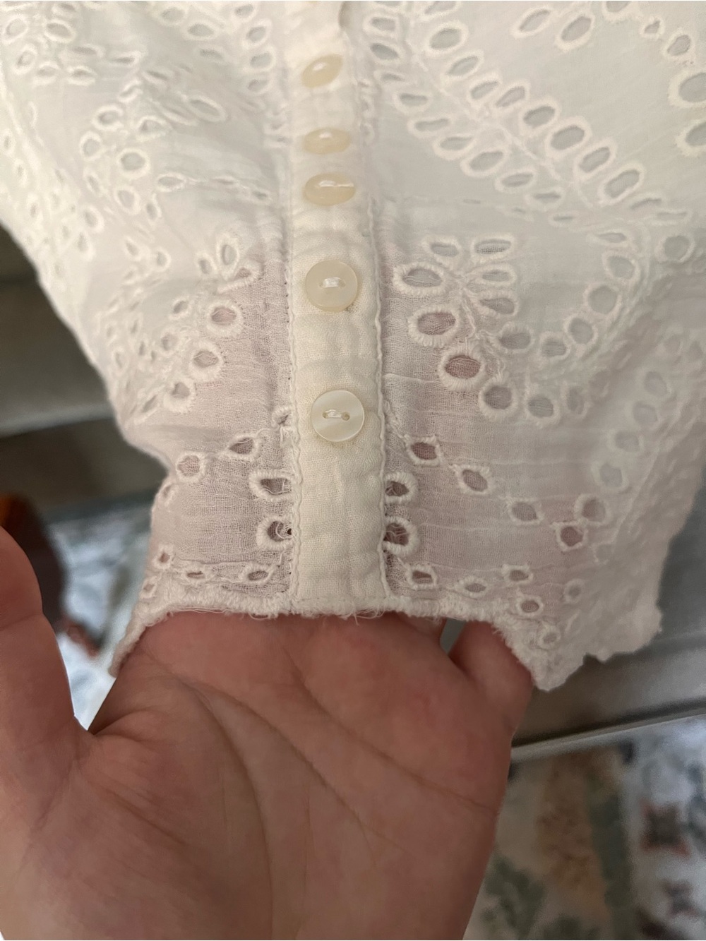 White Eyelet Lace Button-Front Camisole - Picture 8 of 8